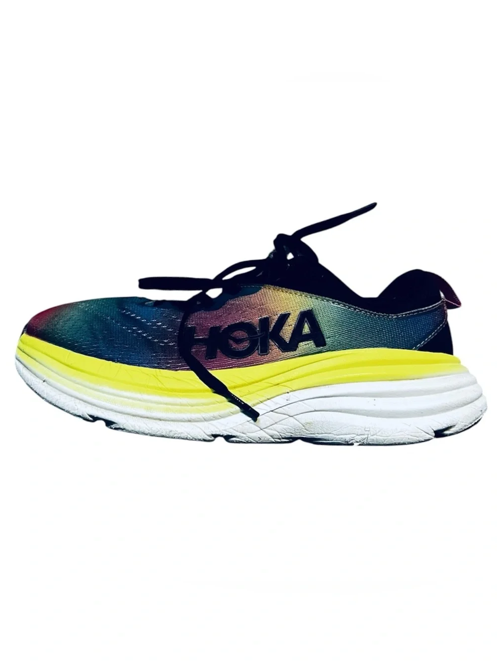 Hoka Women's Bondi 8 Running Shoe with Neon Yellow Midsole